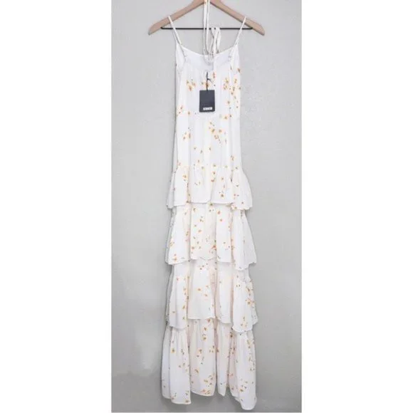 NWT Reformation Foxglove Tiered Ruffle Maxi Dress 2 Opium Floral Georgette - Picture 8 of 11